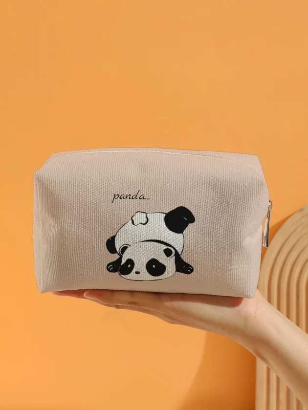 Cartoon Panda Print Makeup Bag