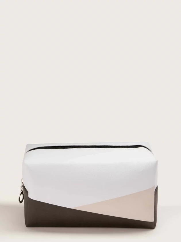 Cream and Brown Makeup Bag