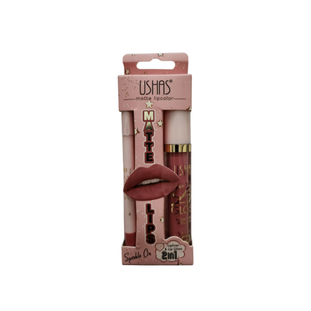 Ushas 2 in 1 Lipliner & Lipgloss No 12- Pink - Image 2